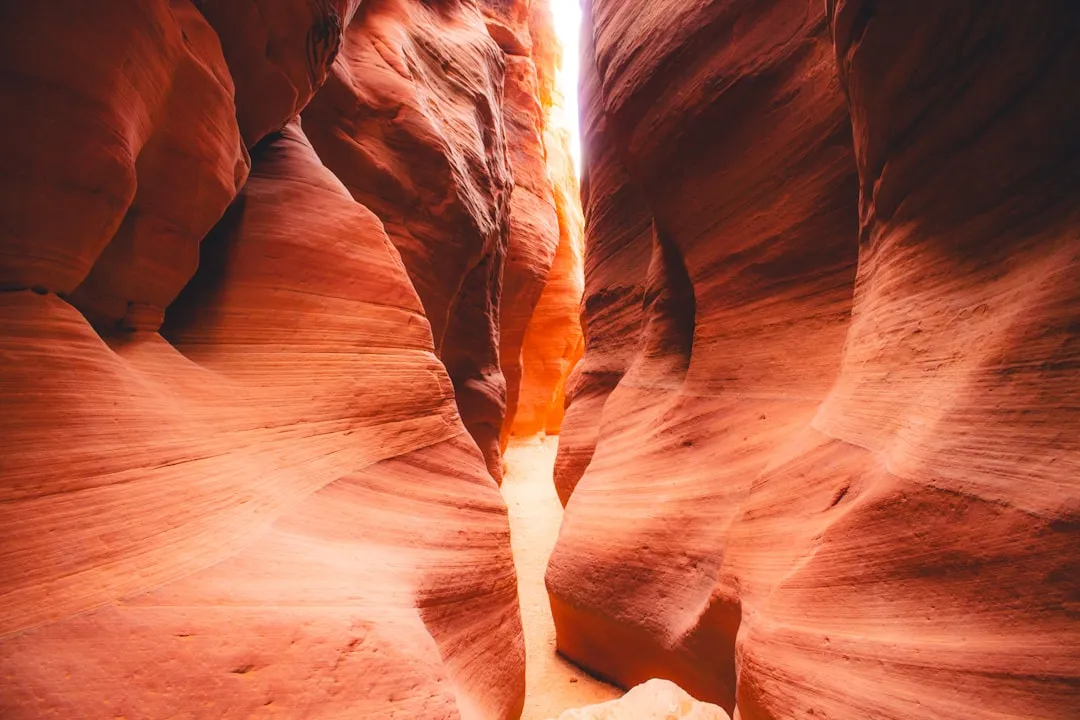 a narrow slot in the side of a canyon